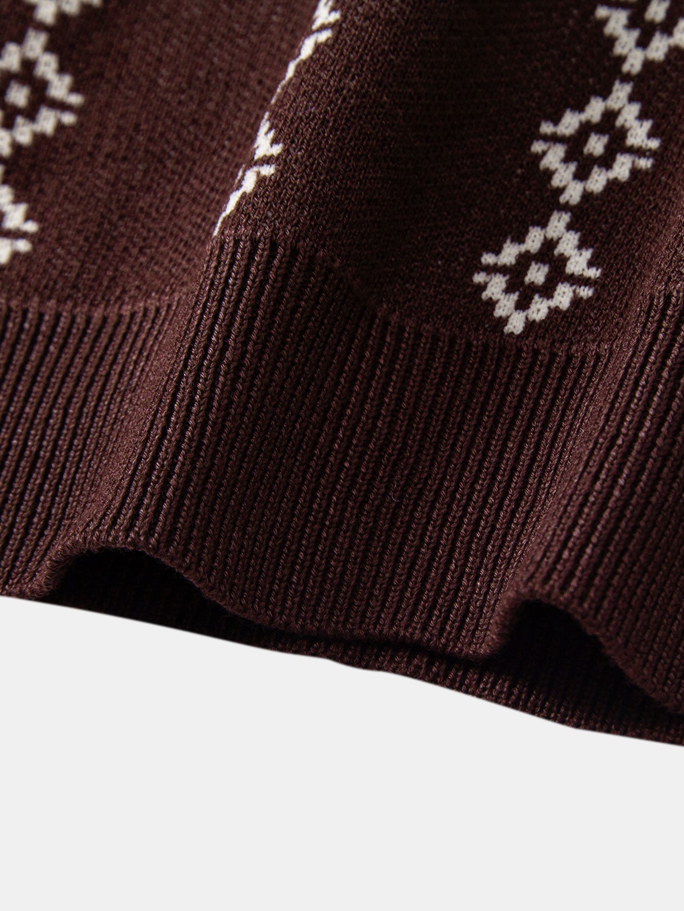 V-Neck Geometric Knit Polo