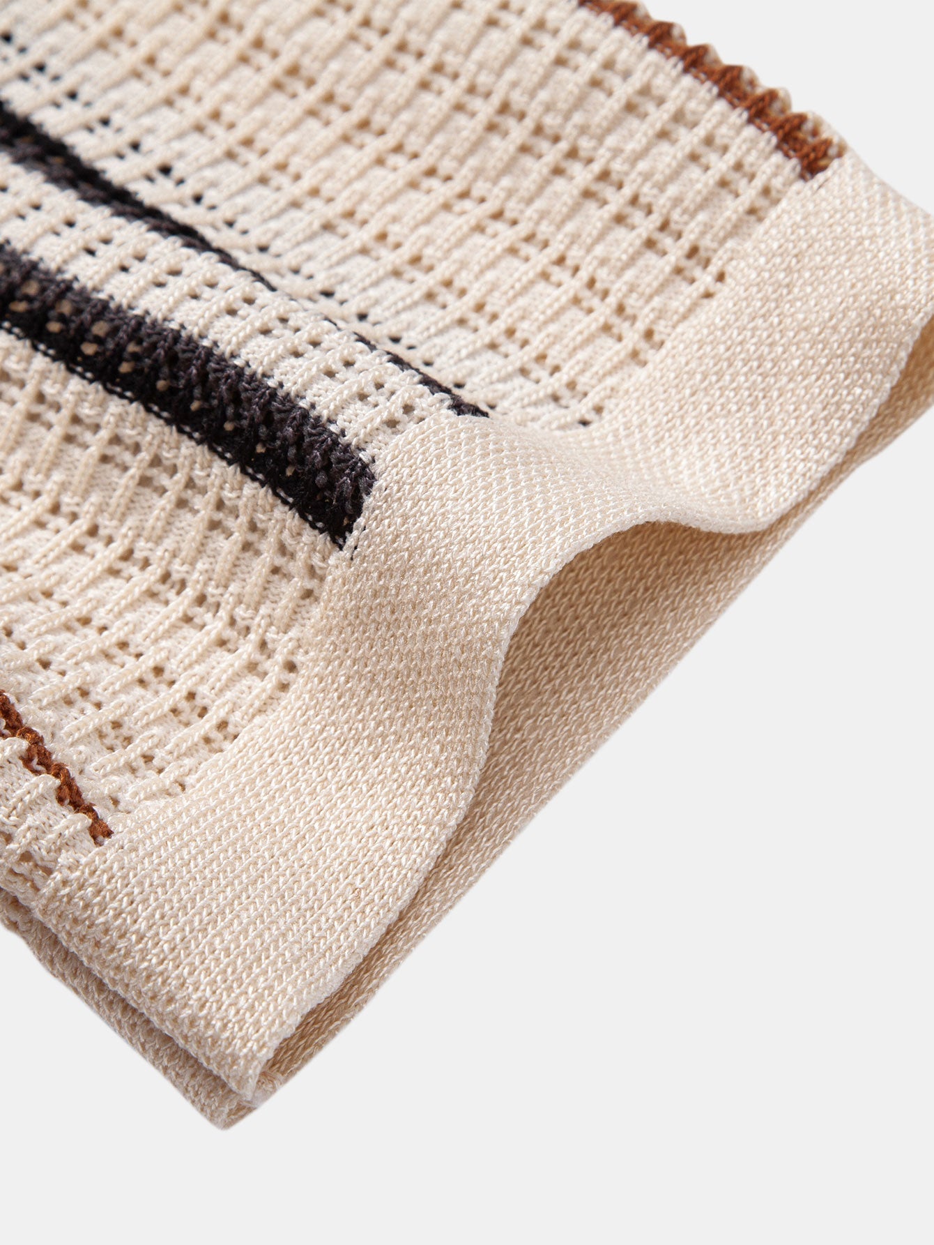 Striped Crochet Button-Up Shirt with Straight-Leg Linen Trousers