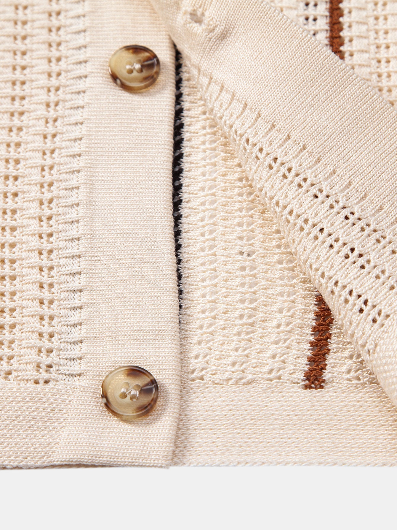 Striped Crochet Button-Up Shirt with Straight-Leg Linen Trousers