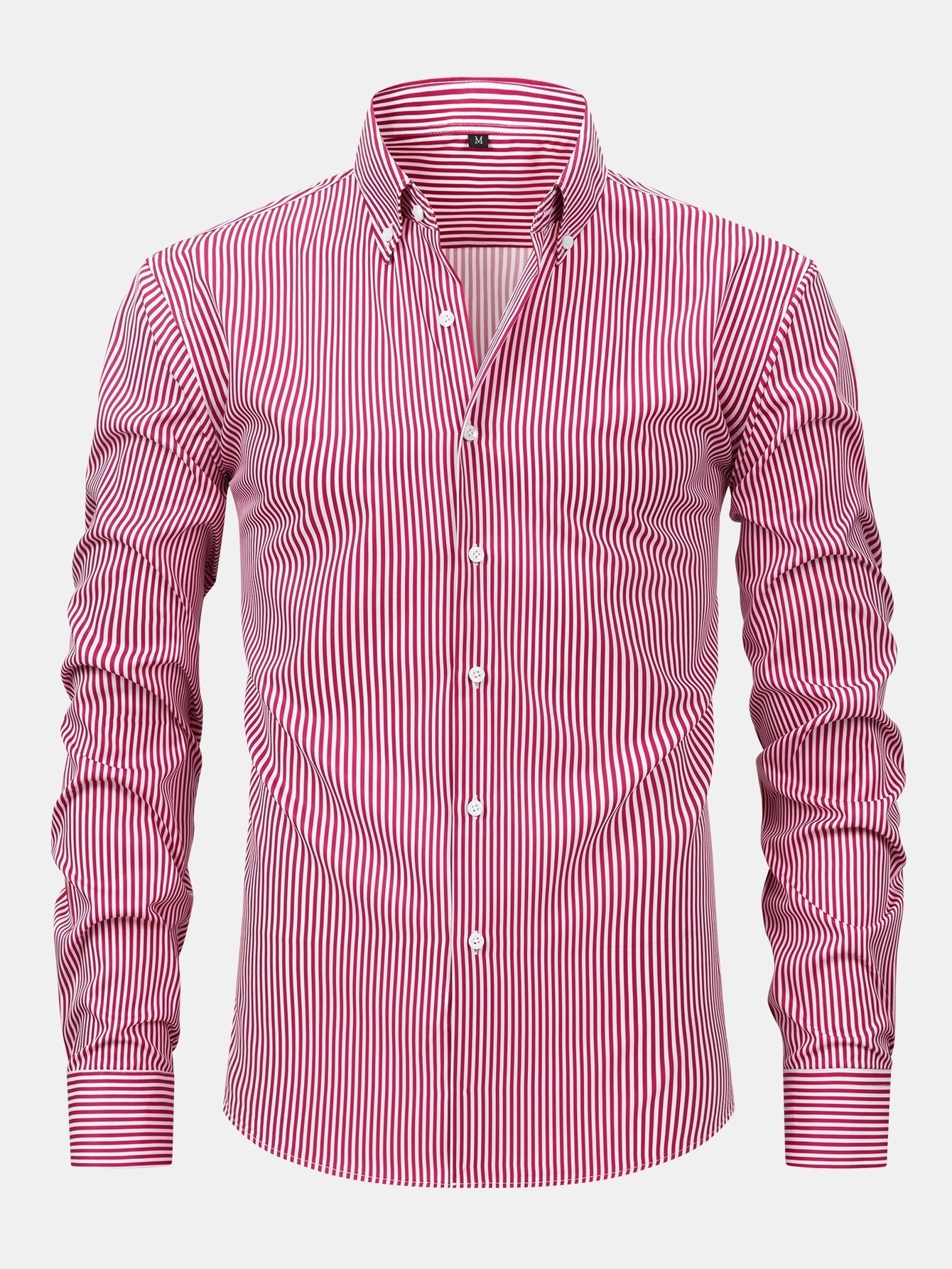 Button-Up Long Sleeve Striped Shirt with Slim Fit Tapered Pants
