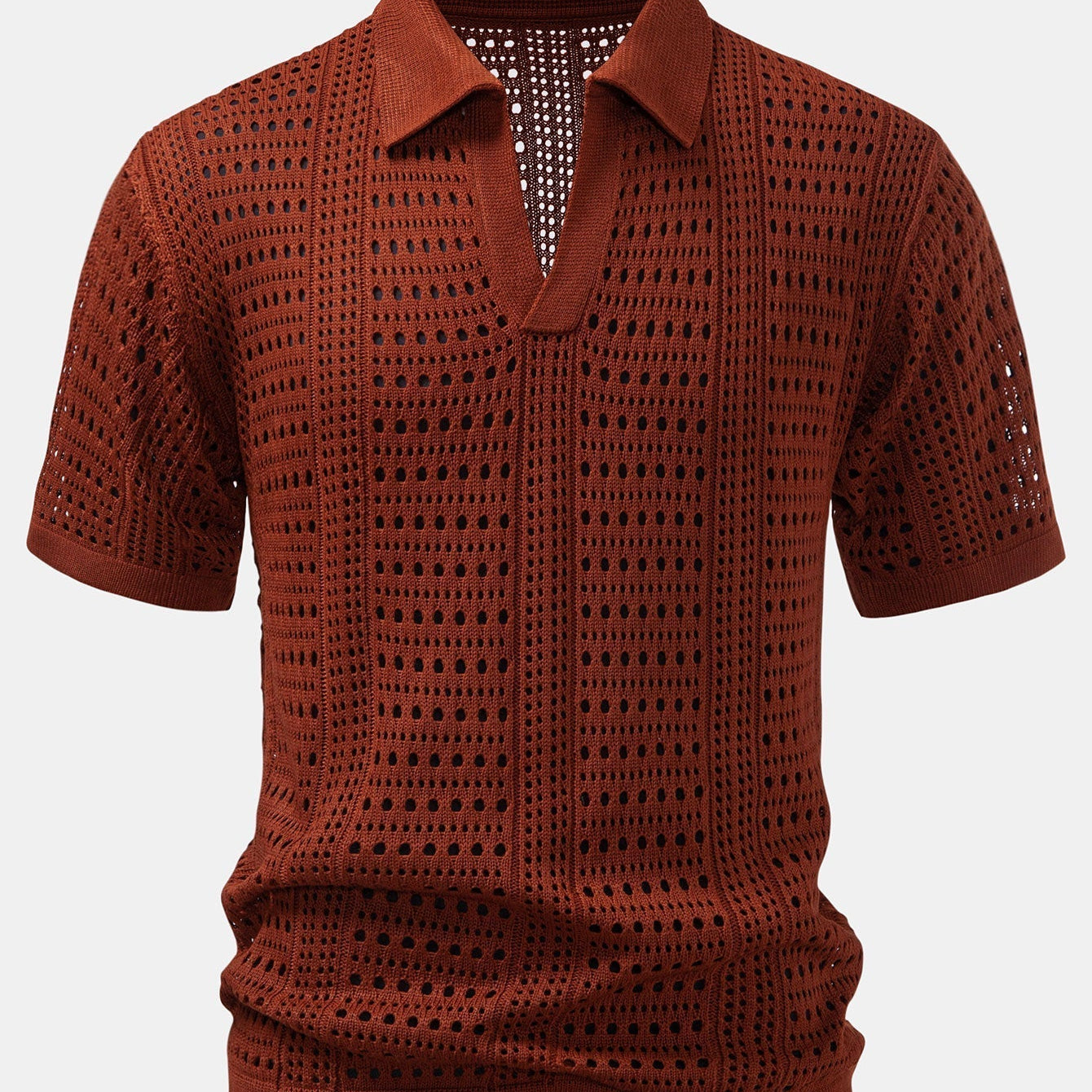 V-Neck Knit Polo Shirt