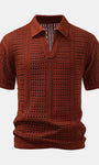 V-Neck Knit Polo Shirt