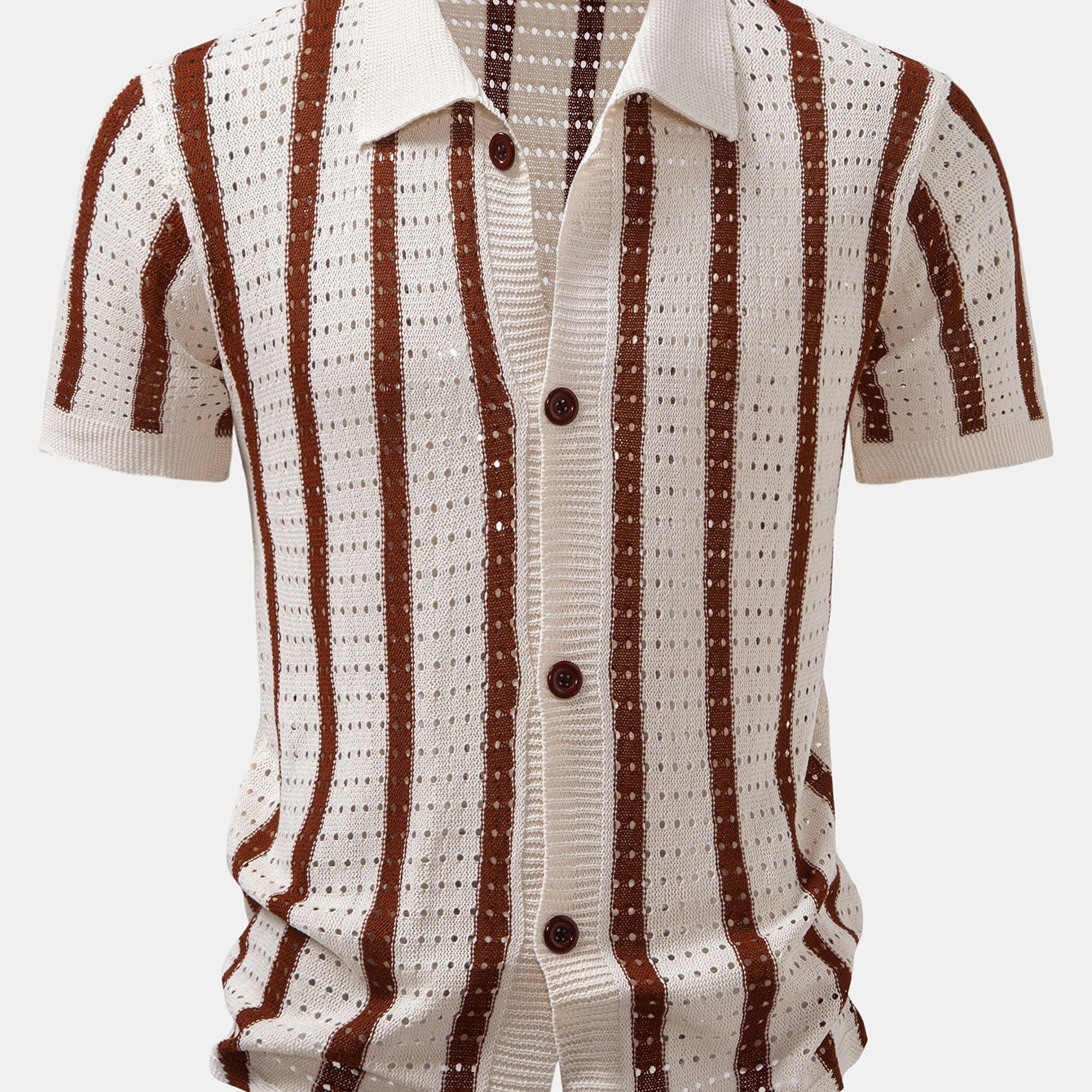 Striped Shirt Featuring Mesh Eyelet Details