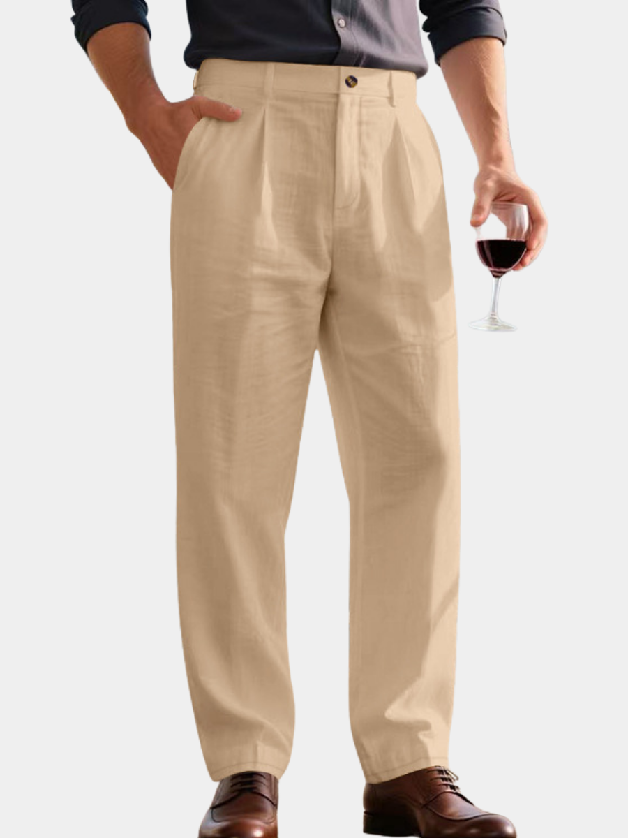 LORENZO | BROAD LEG LINEN TROUSERS
