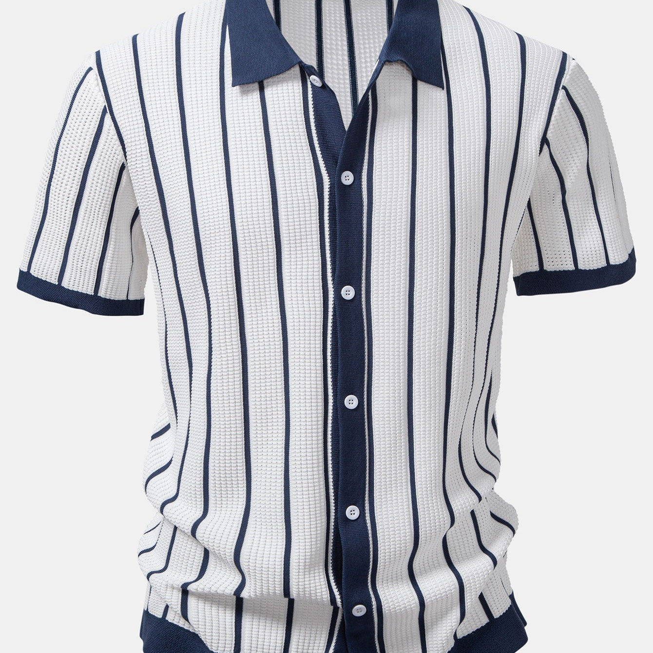 Button-Up Striped Knit Shirt