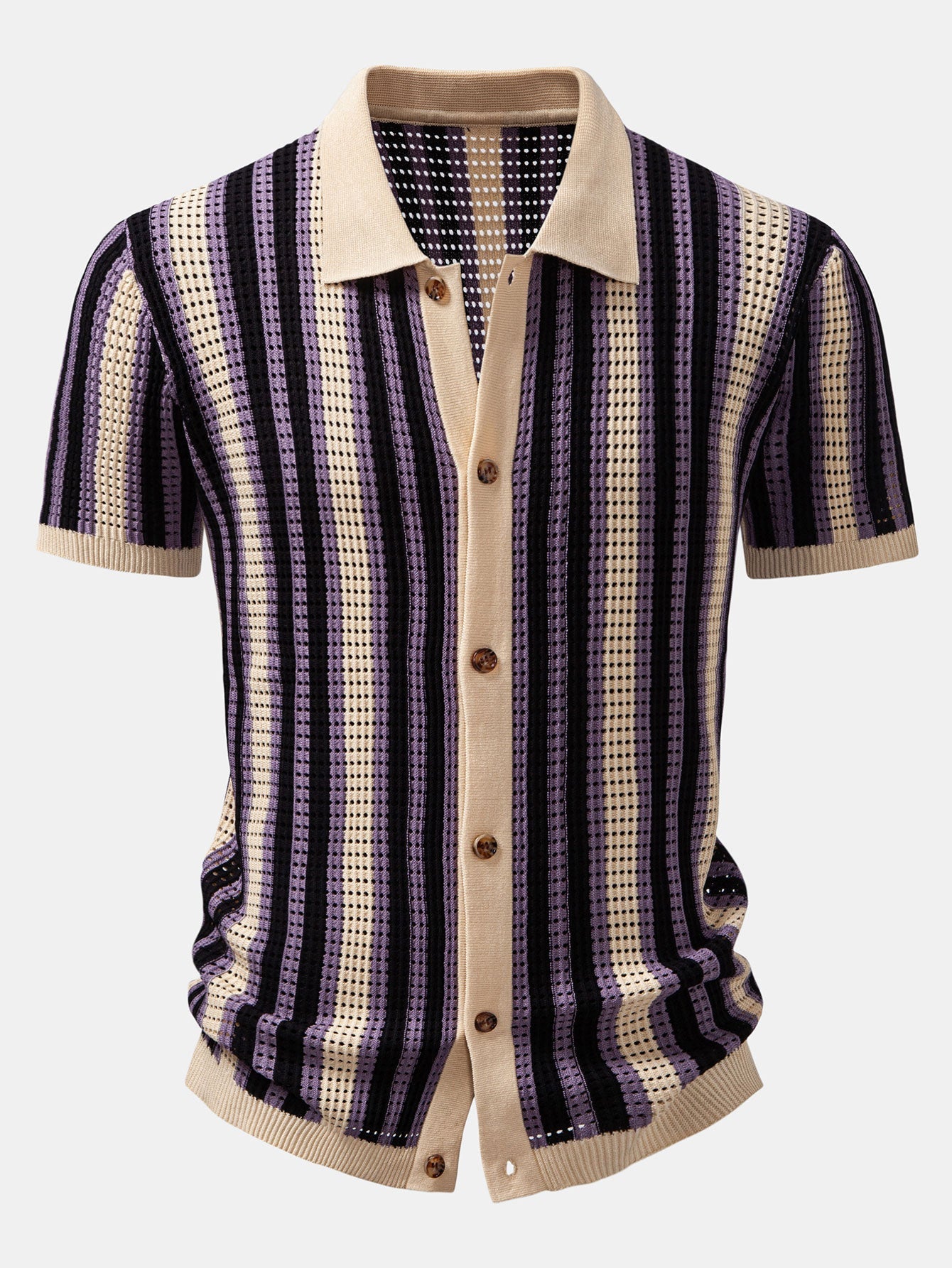 Striped Shirt Featuring Crochet Eyelet Details
