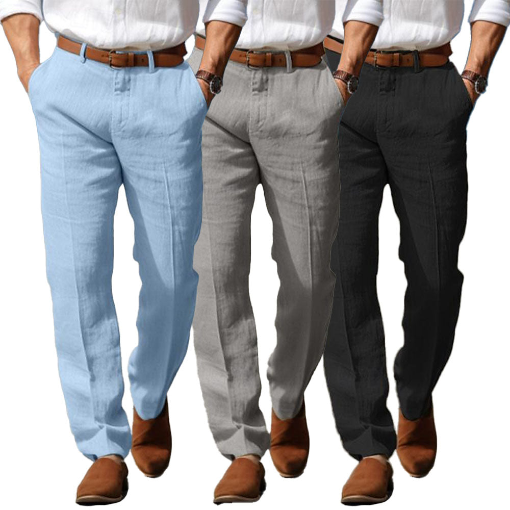 Men's Premium Luxury Linen Pants with Belt Loops