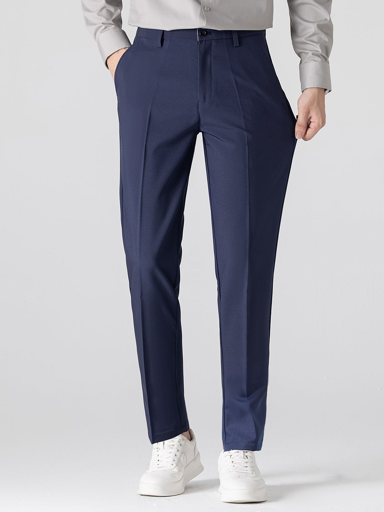 High Neck Shirt & Slim Fit Flared Leg Trousers