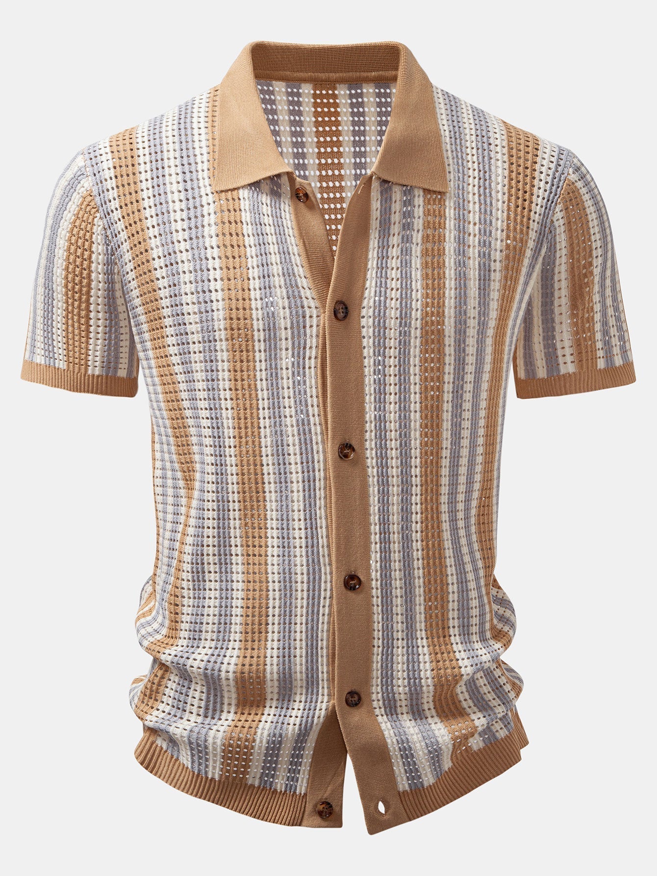 Striped Shirt Featuring Crochet Eyelet Details