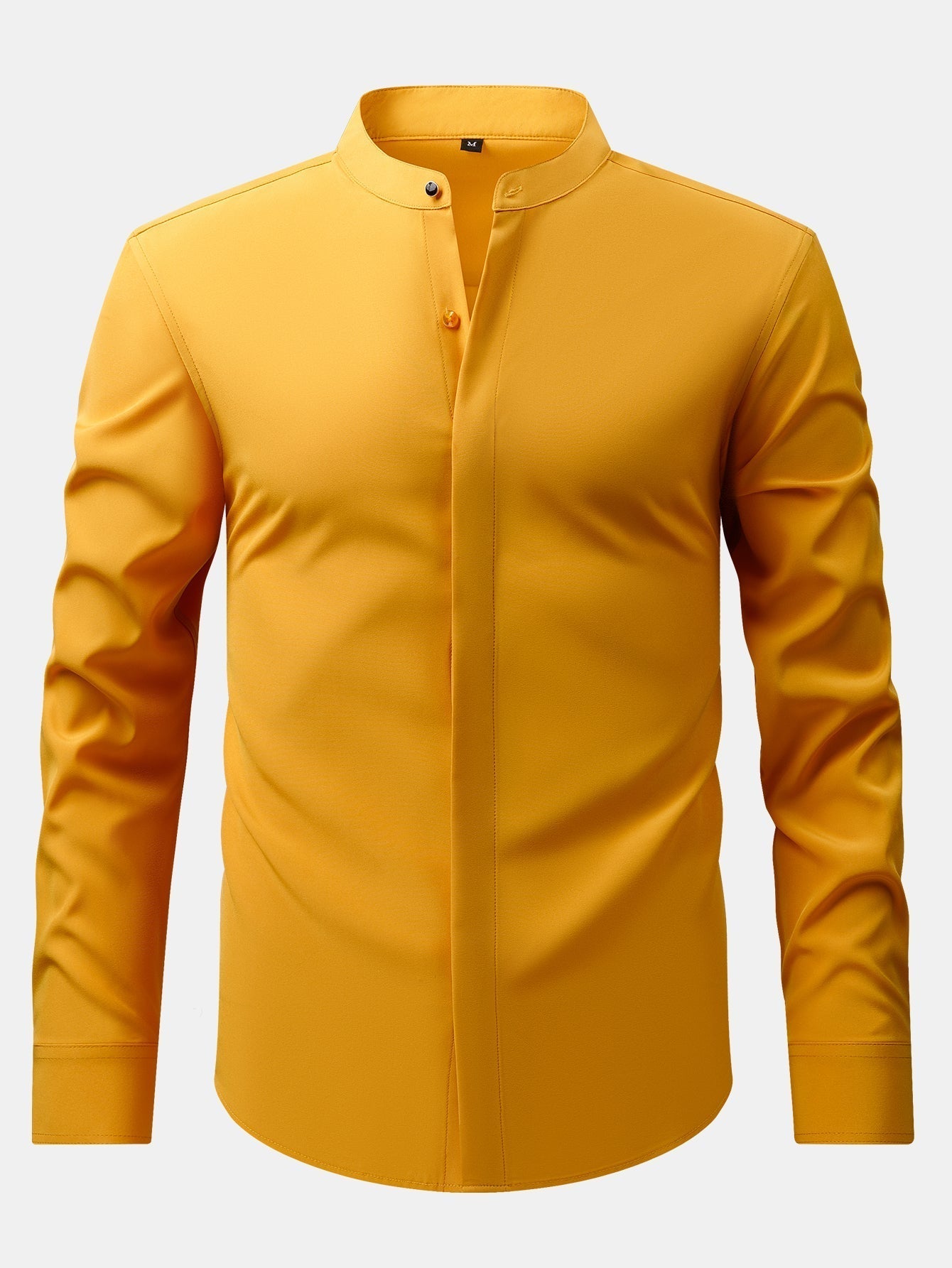 Chic High Collar Shirt with Flared Leg Slim Fit Trousers