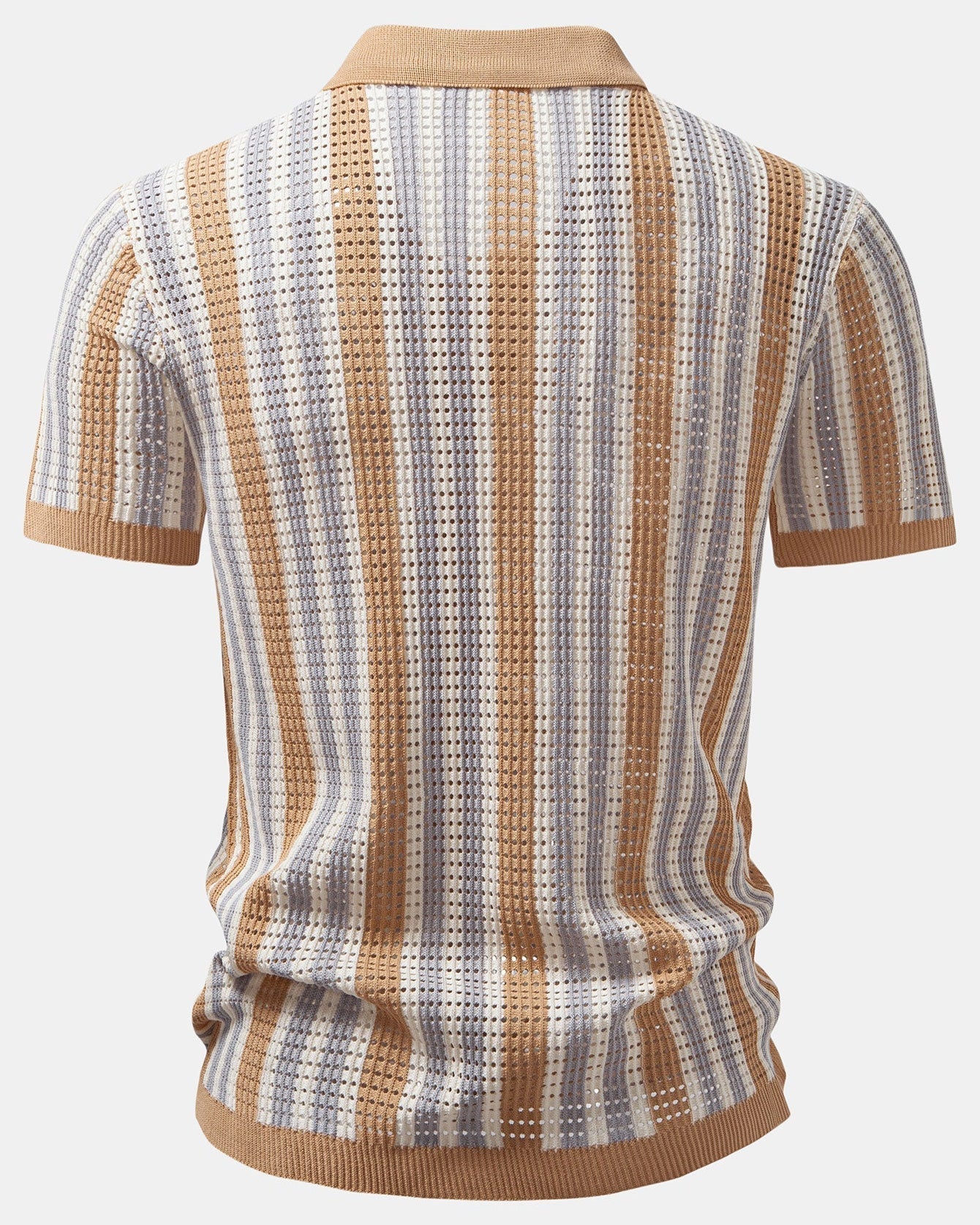 Crochet Eyelet Striped Shirt