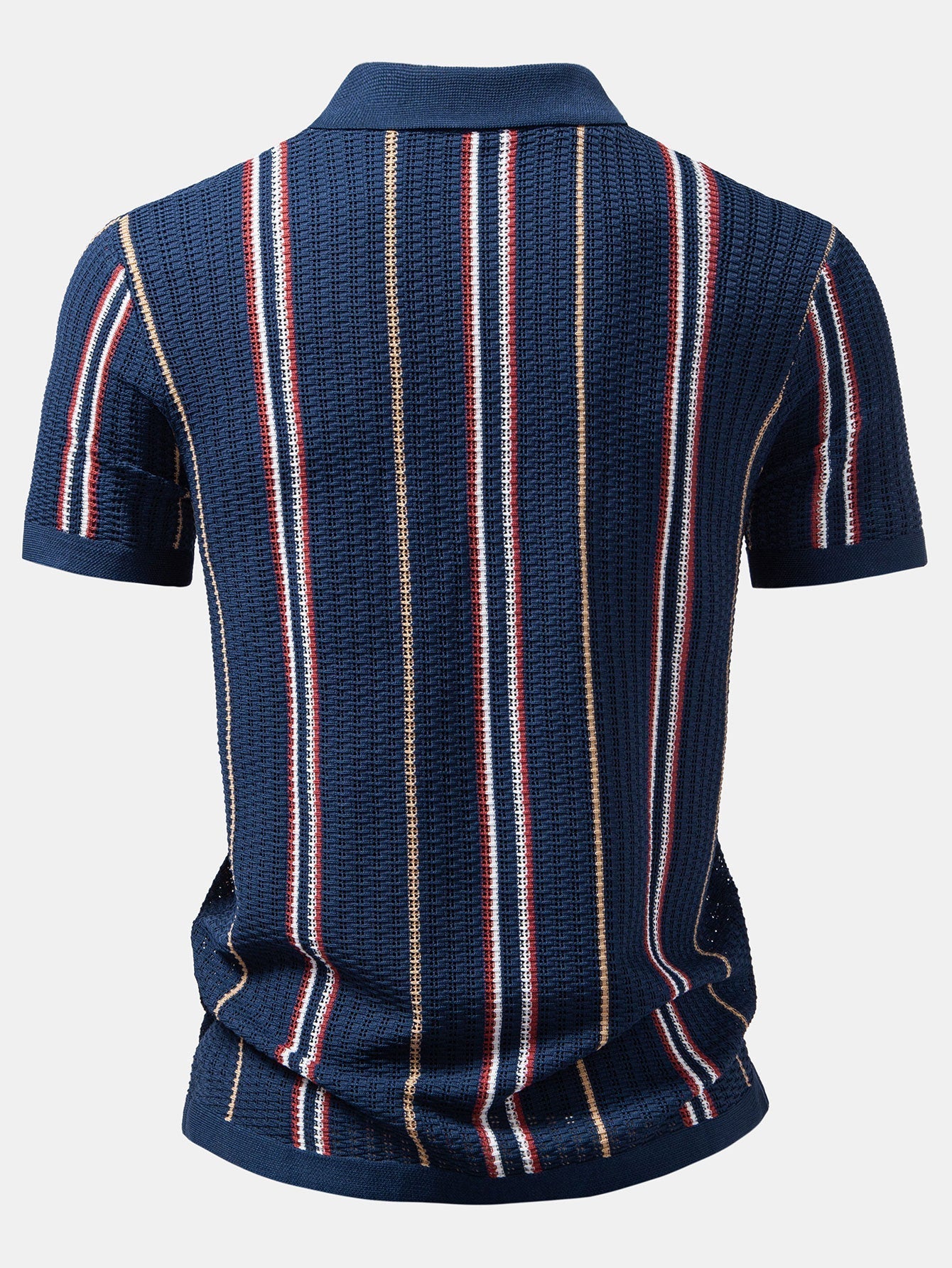 Striped Crochet Button-Up Shirt with Straight-Leg Linen Trousers