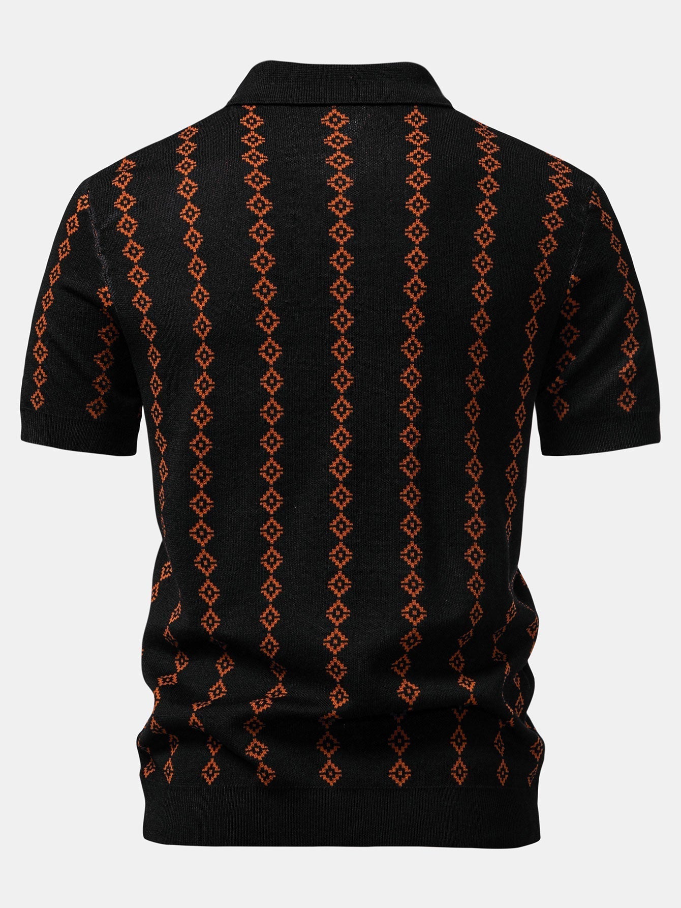 V-Neck Geometric Knit Polo