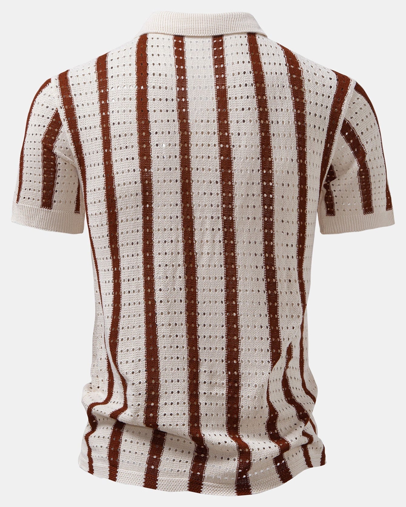 Mesh Eyelet Striped Shirt