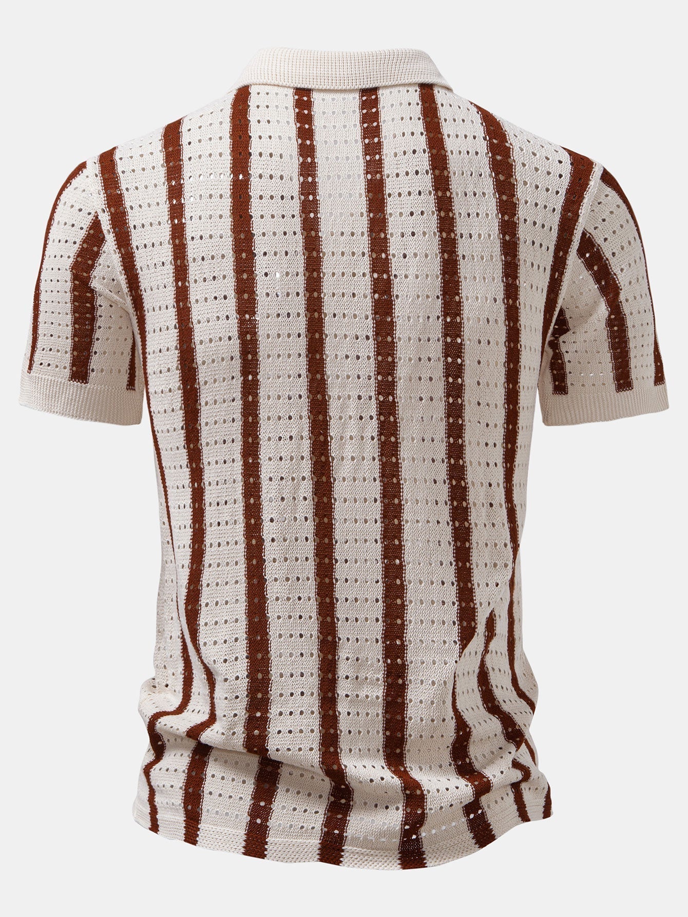 Mesh Eyelet Striped Shirt
