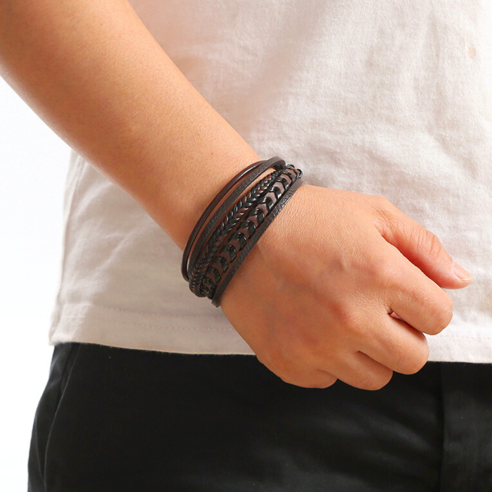 Premium Men's Leather Bracelet - Luxury Style