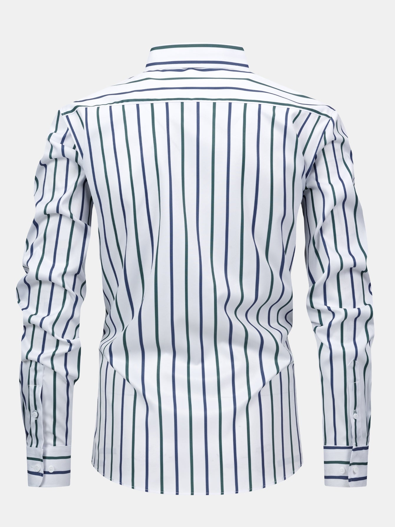 Striped Long Sleeve Button-Up Shirt with Slim Fit Flared Pants