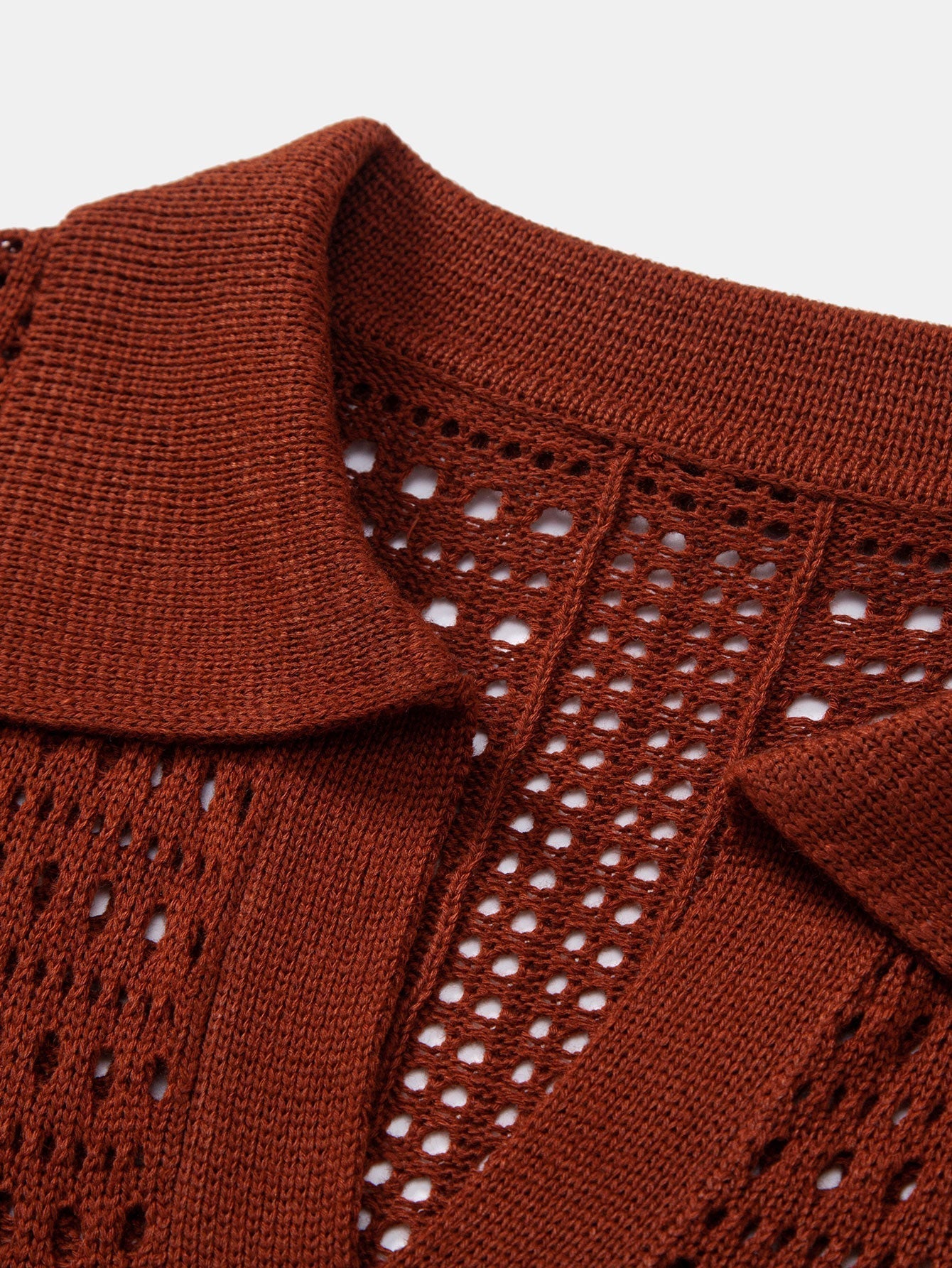 V-Neck Crochet Polo & Straight-Leg Linen Trousers