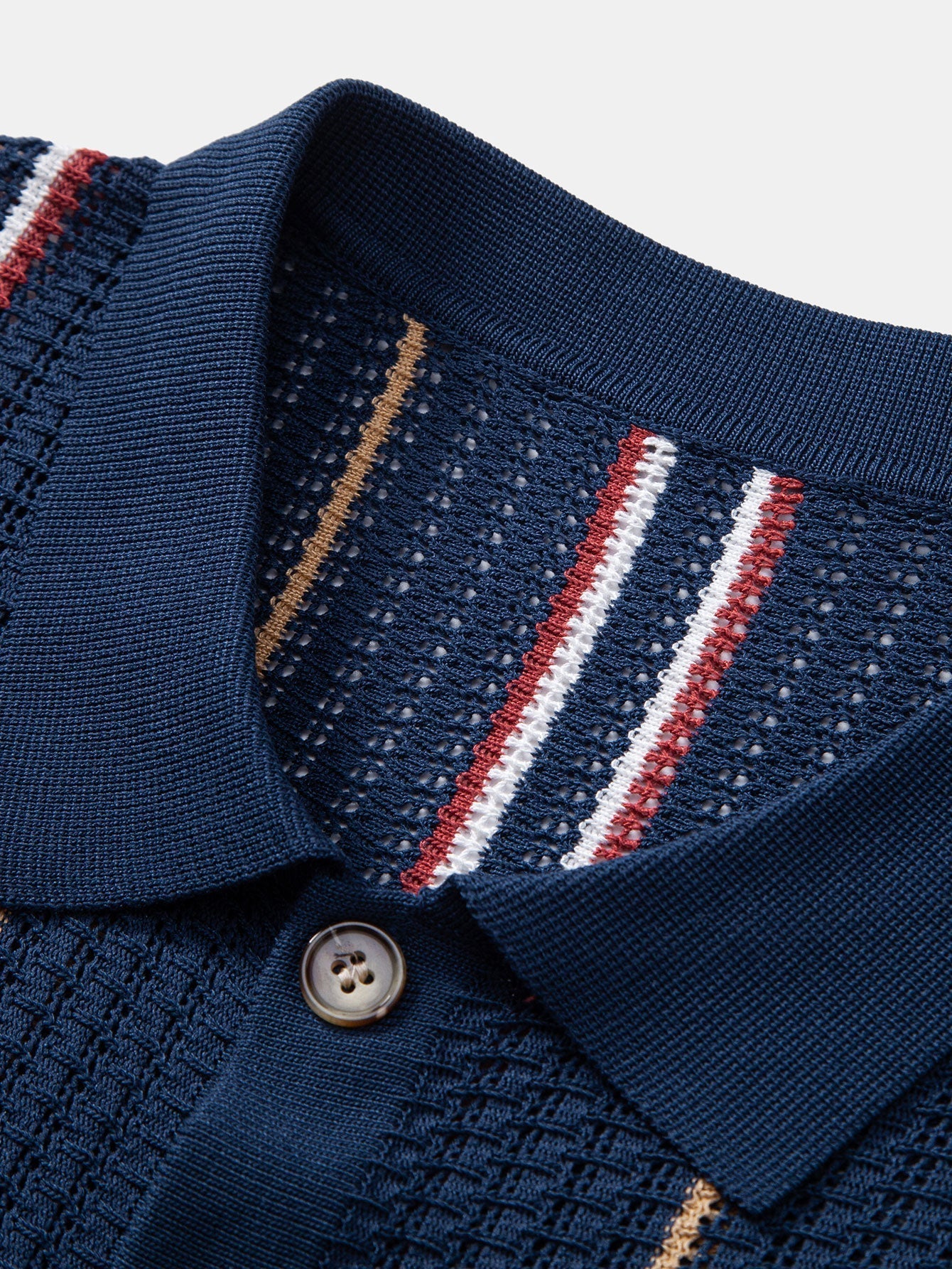 Striped Crochet Button-Up Shirt with Straight-Leg Linen Trousers