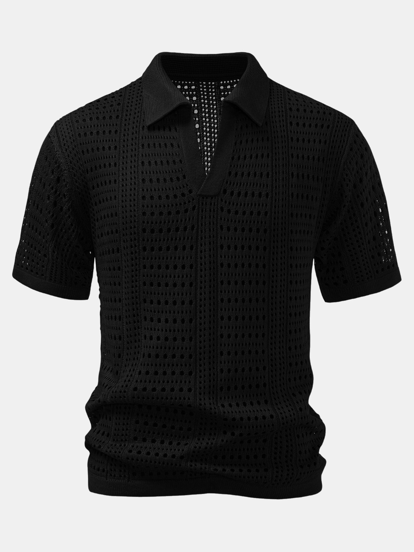 V-Neck Knit Polo Shirt