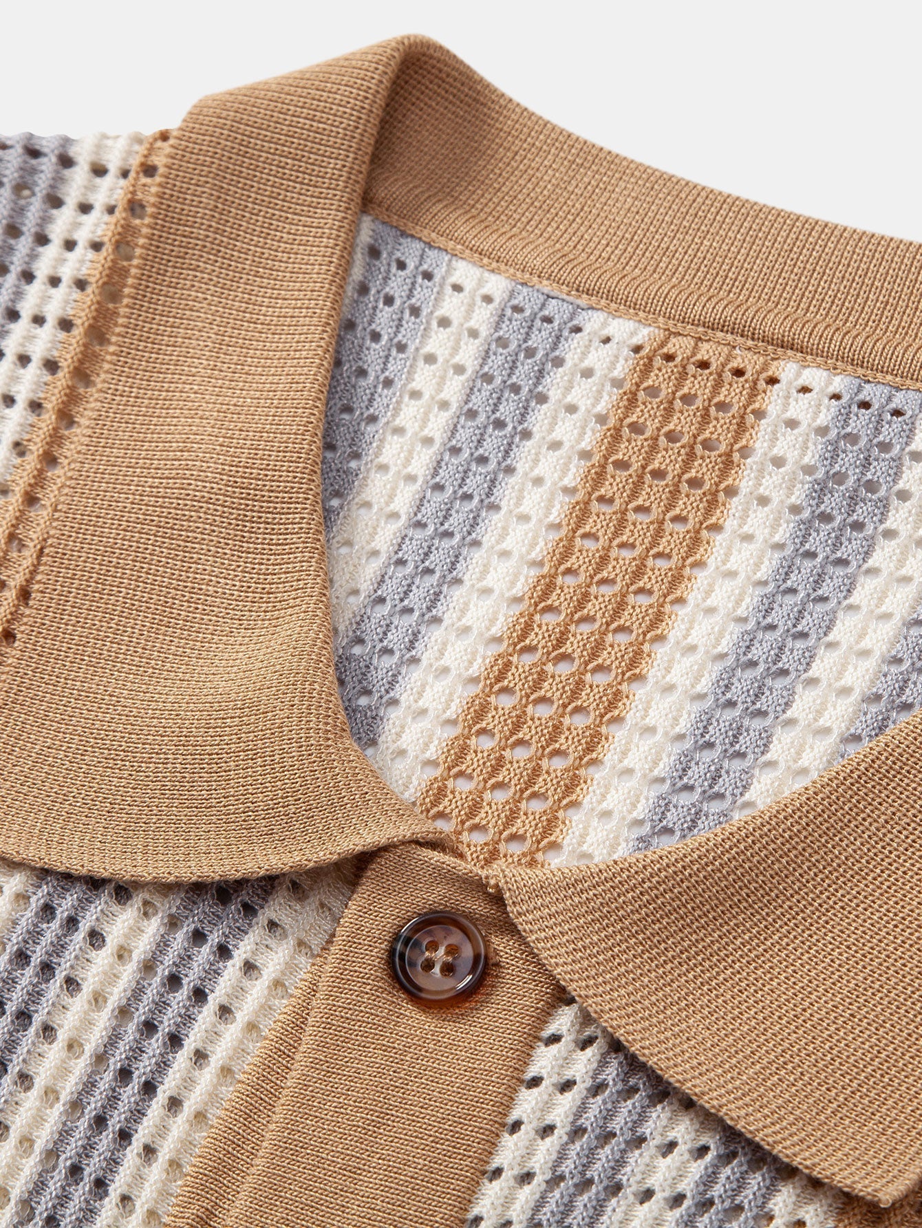 Striped Shirt with Crochet Eyelets and Straight-Leg Linen Pants