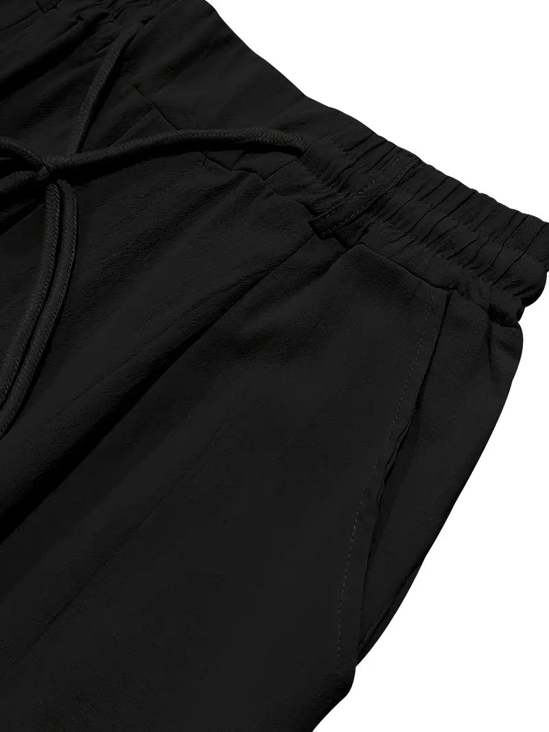NICHOLS | CORD-TRIMMED WIDE LINEN PANTS