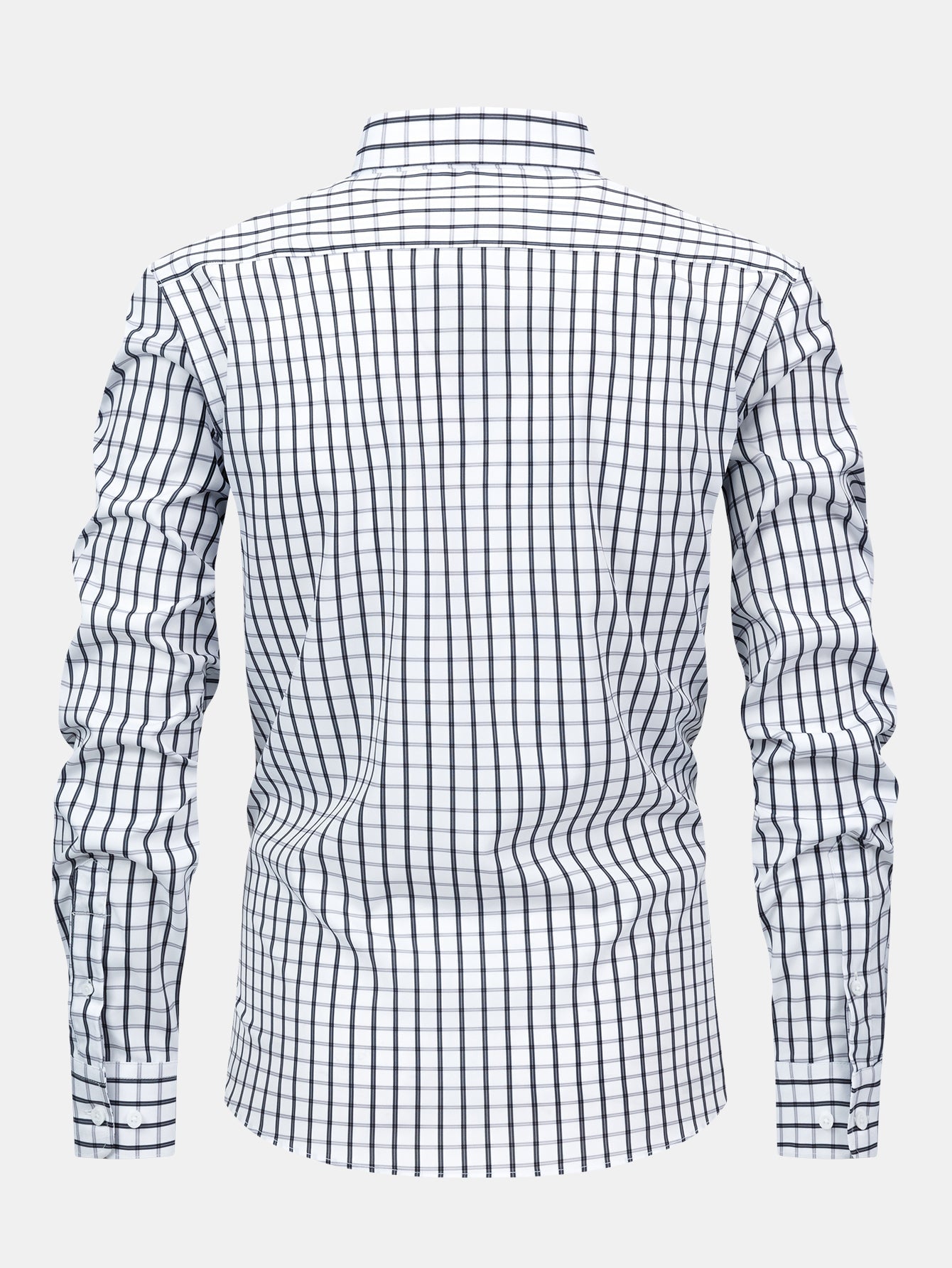 Button-Up Long Sleeve Checked Shirt