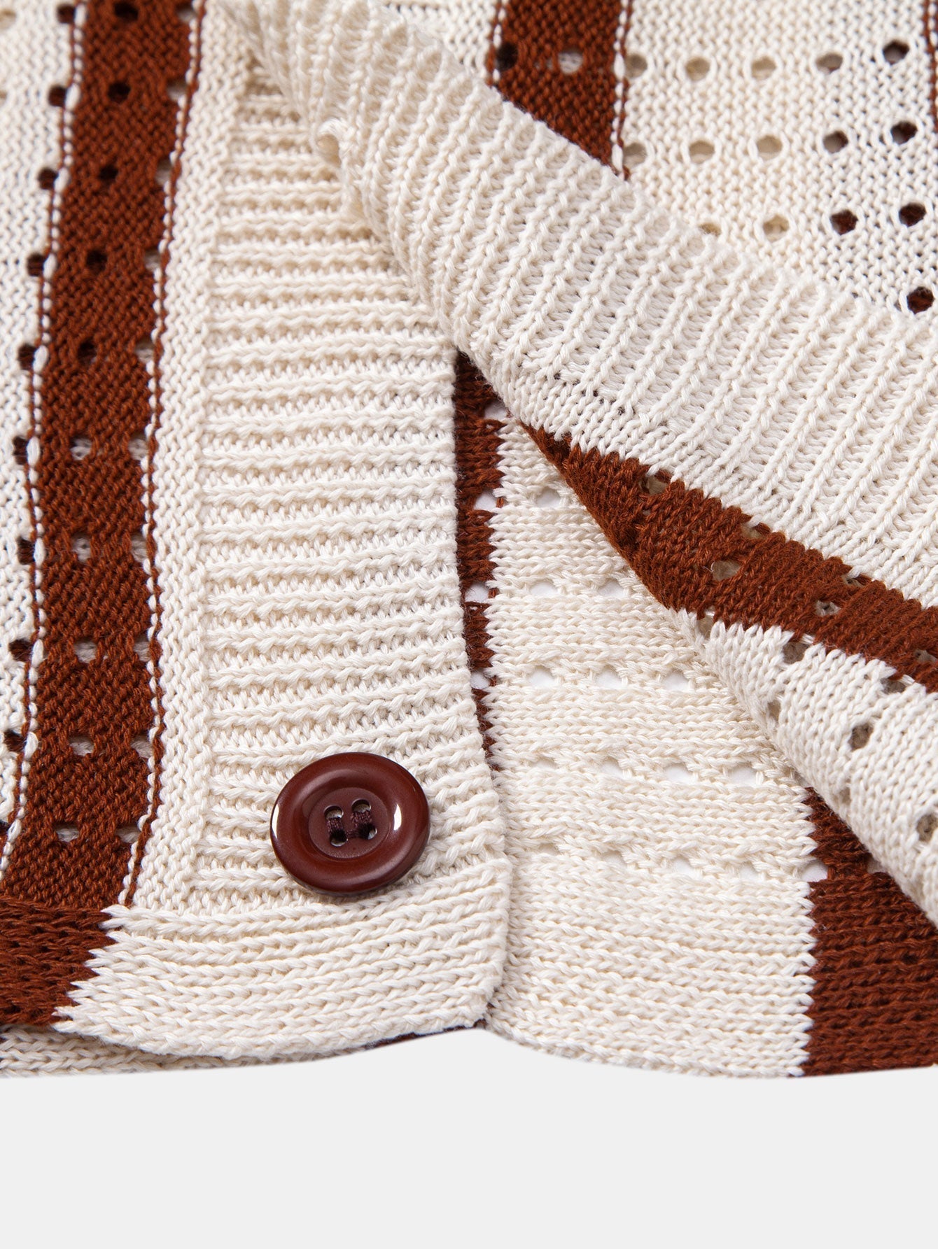 Mesh Eyelet Striped Shirt