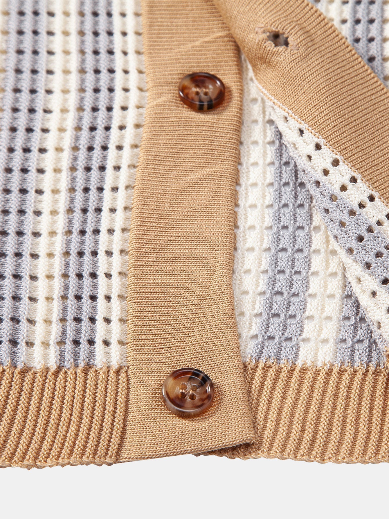 Crochet Eyelet Striped Shirt