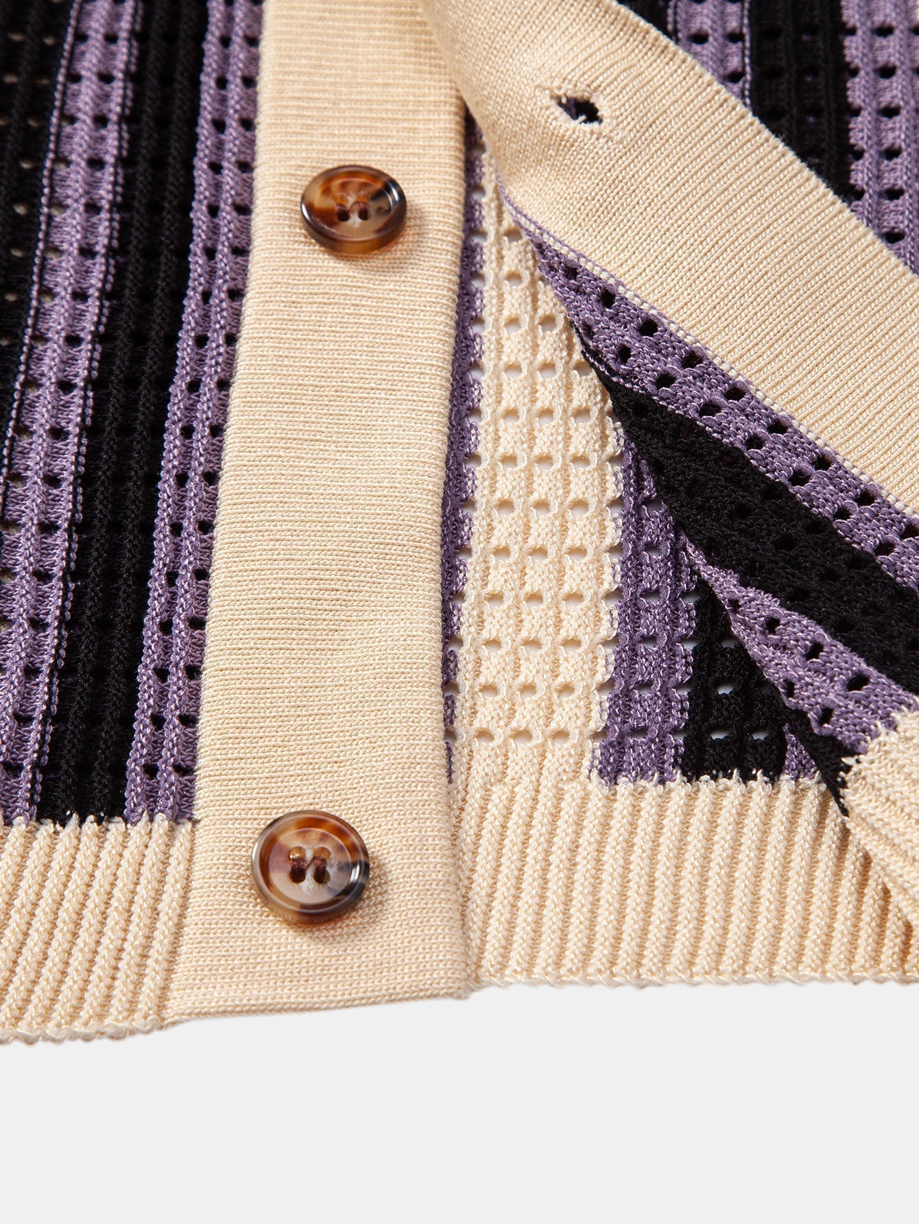 Crochet Eyelet Striped Shirt