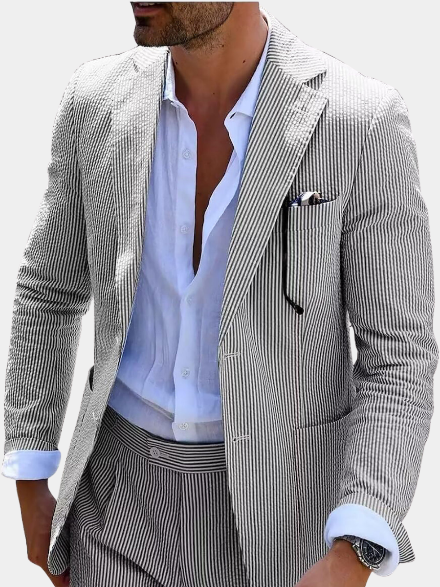 Striped Summer Suit Set (Pants & Jacket)