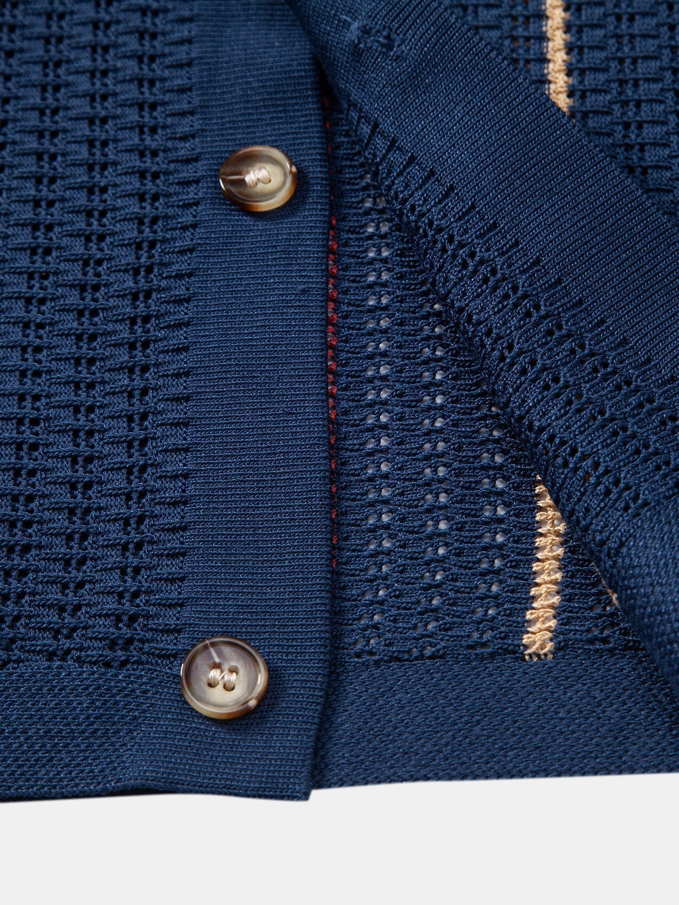 Striped Crochet Button-Up Shirt with Straight-Leg Linen Trousers