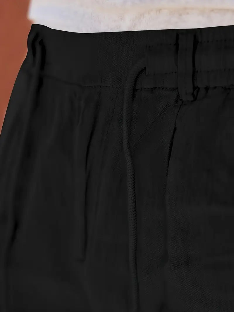 NICHOLS | CORD-TRIMMED WIDE LINEN PANTS