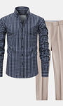 Checked Long Sleeve Shirt with Buttons & Slim Fit Narrow Leg Pants