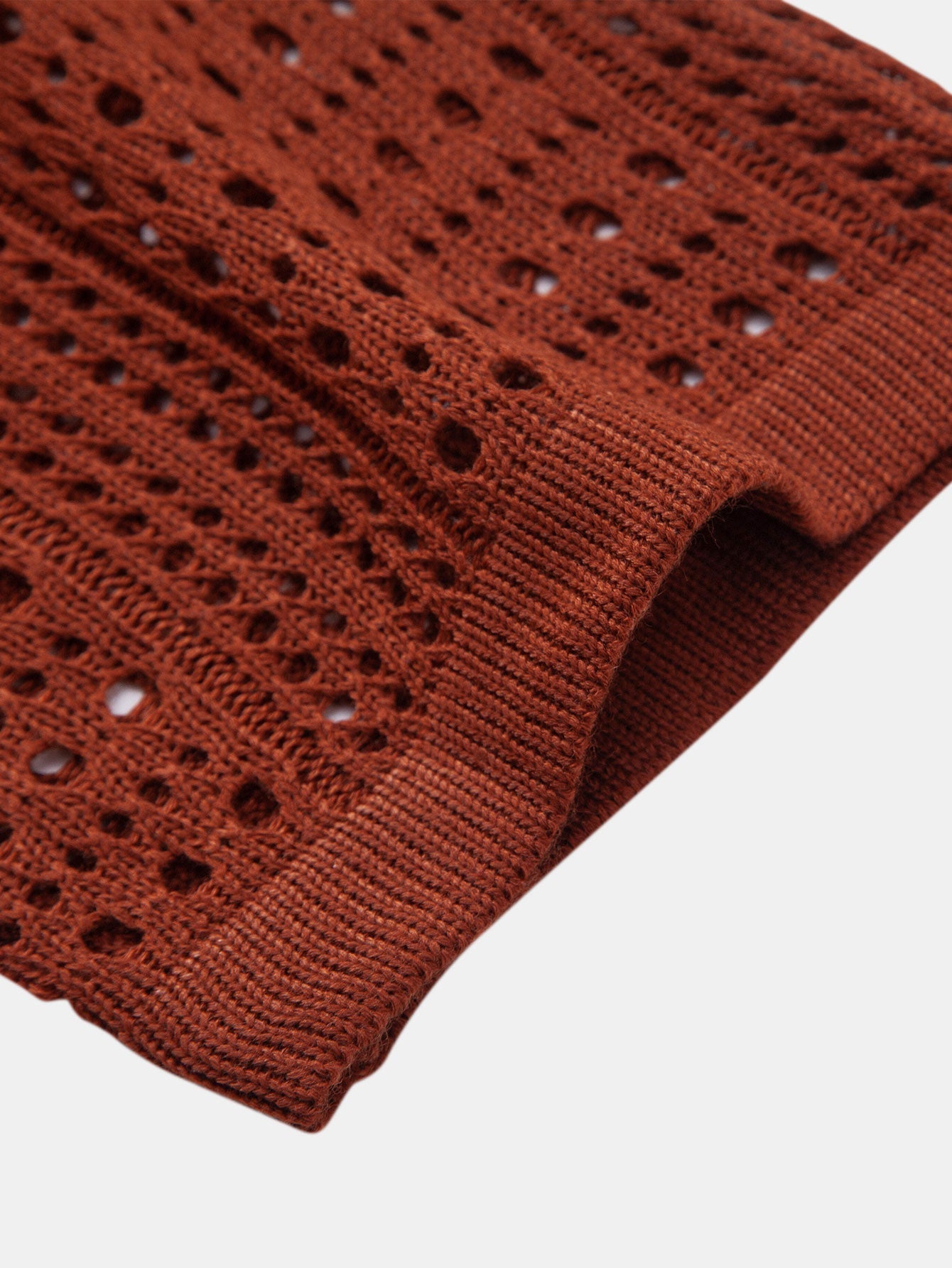 V-Neck Crochet Polo & Straight-Leg Linen Trousers