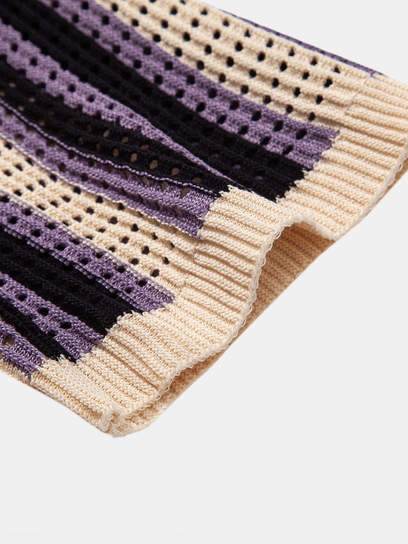 Crochet Eyelet Striped Shirt