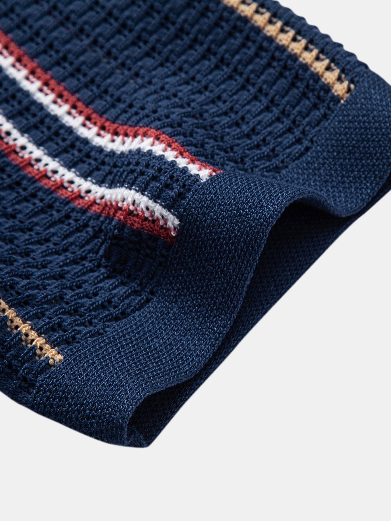 Striped Crochet Button-Up Shirt with Straight-Leg Linen Trousers