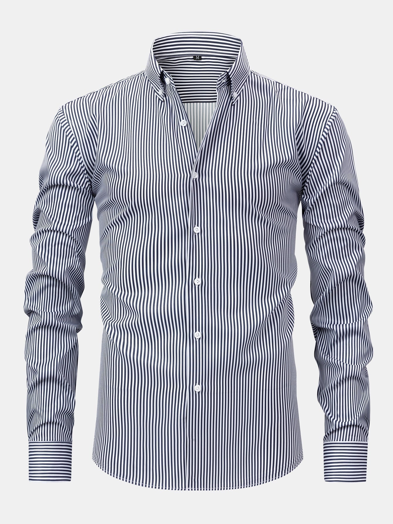 Button-Up Long Sleeve Striped Shirt with Slim Fit Tapered Pants