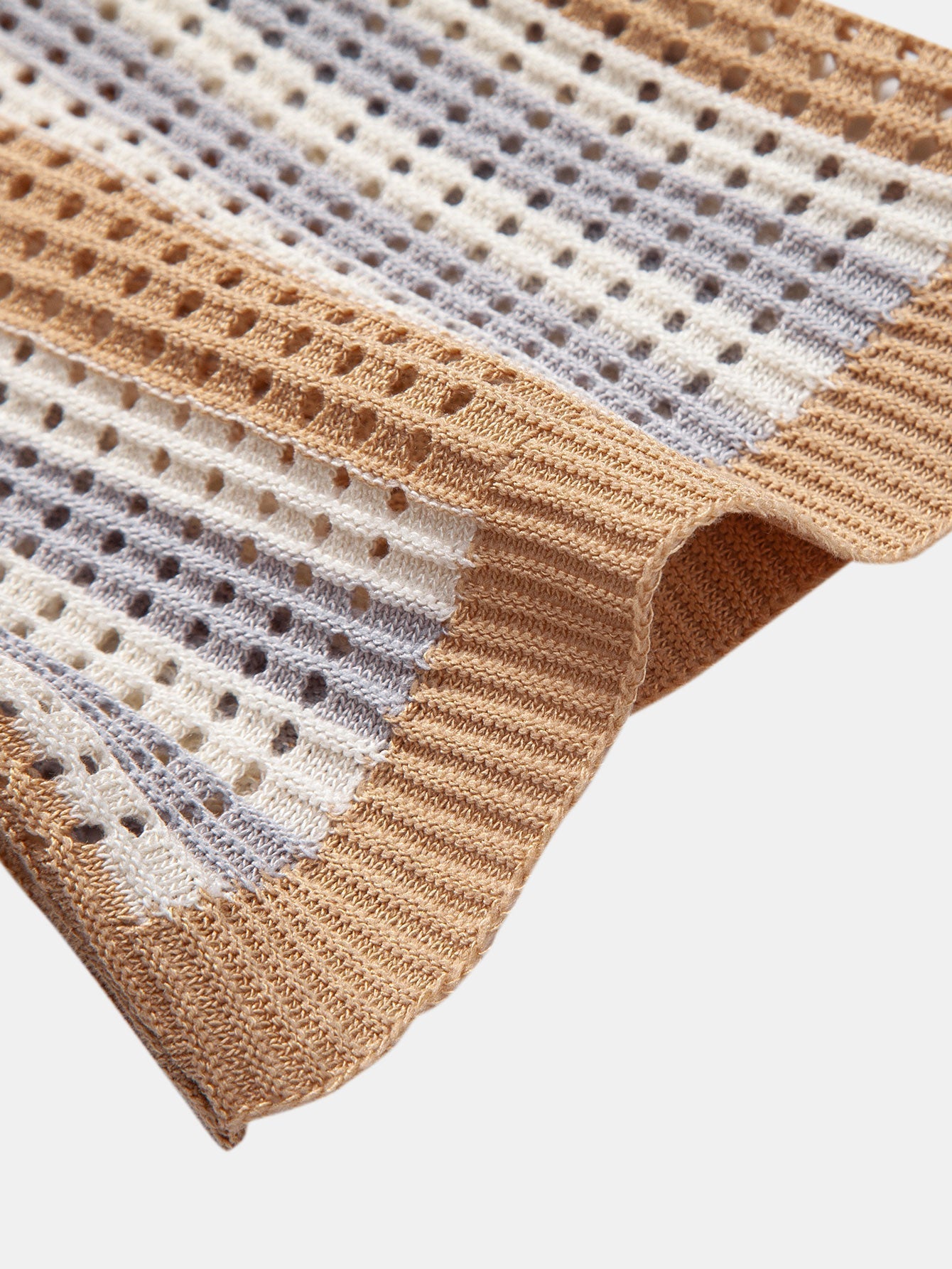 Crochet Eyelet Striped Shirt