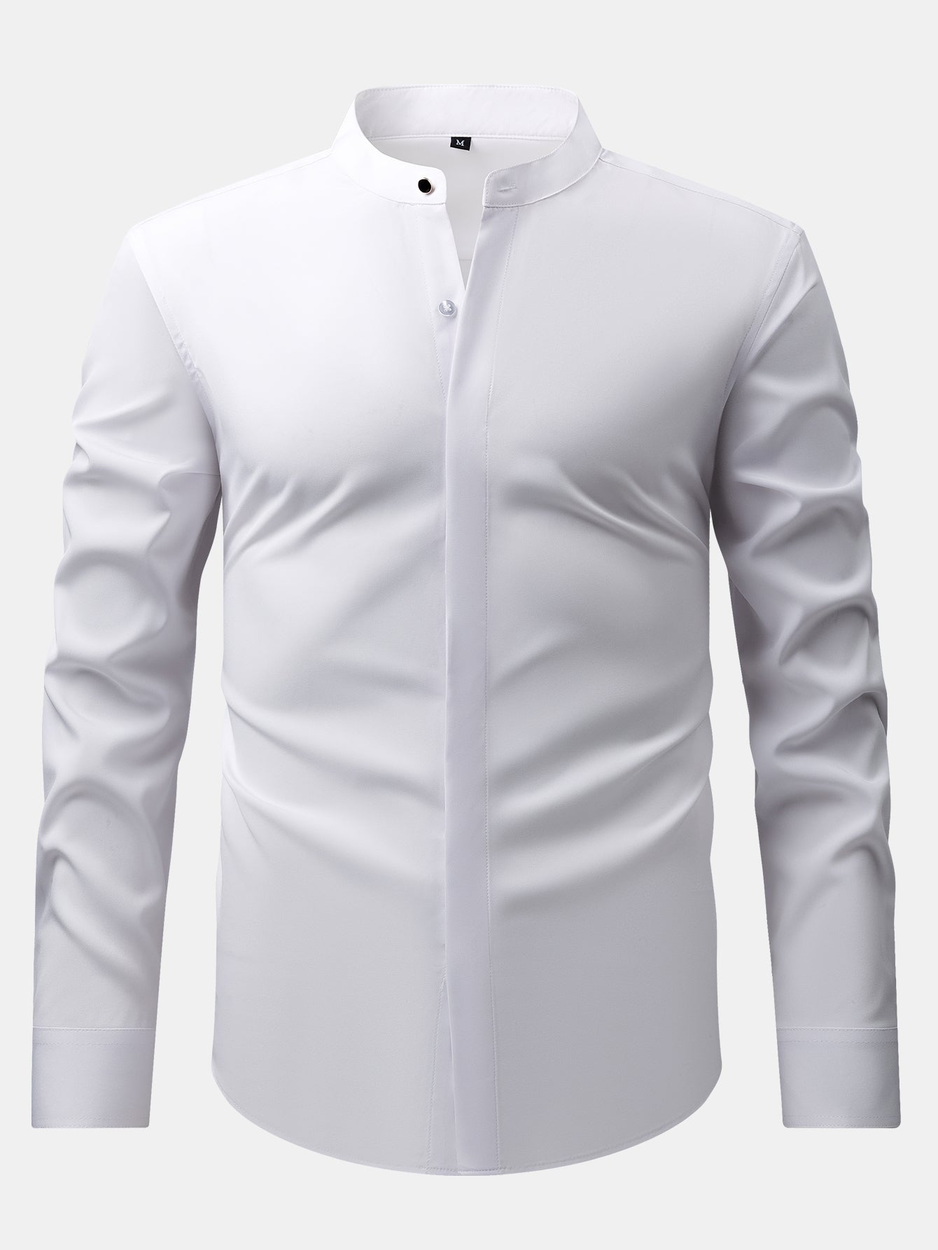 Chic High Collar Shirt with Flared Leg Slim Fit Trousers