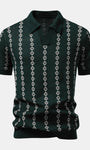 V-Neck Geometric Knit Polo