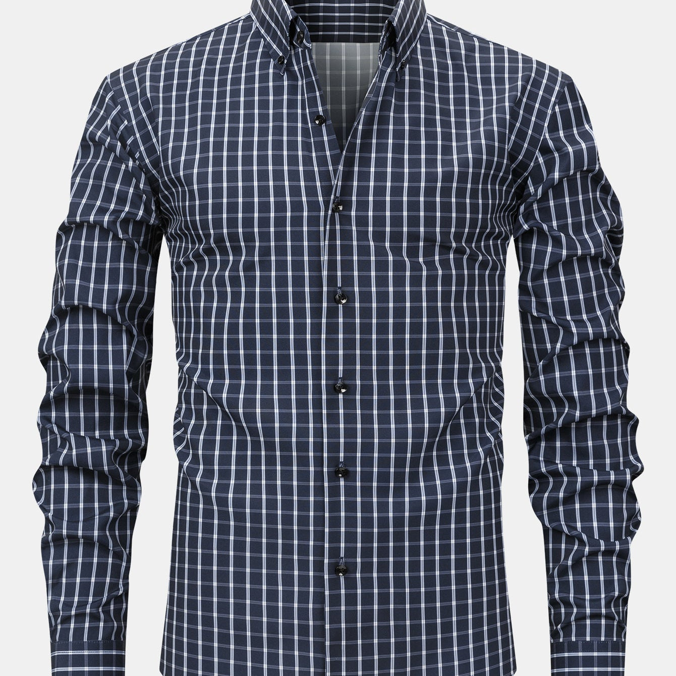 Button-Up Long Sleeve Checked Shirt