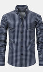 Button-Up Long Sleeve Checked Shirt