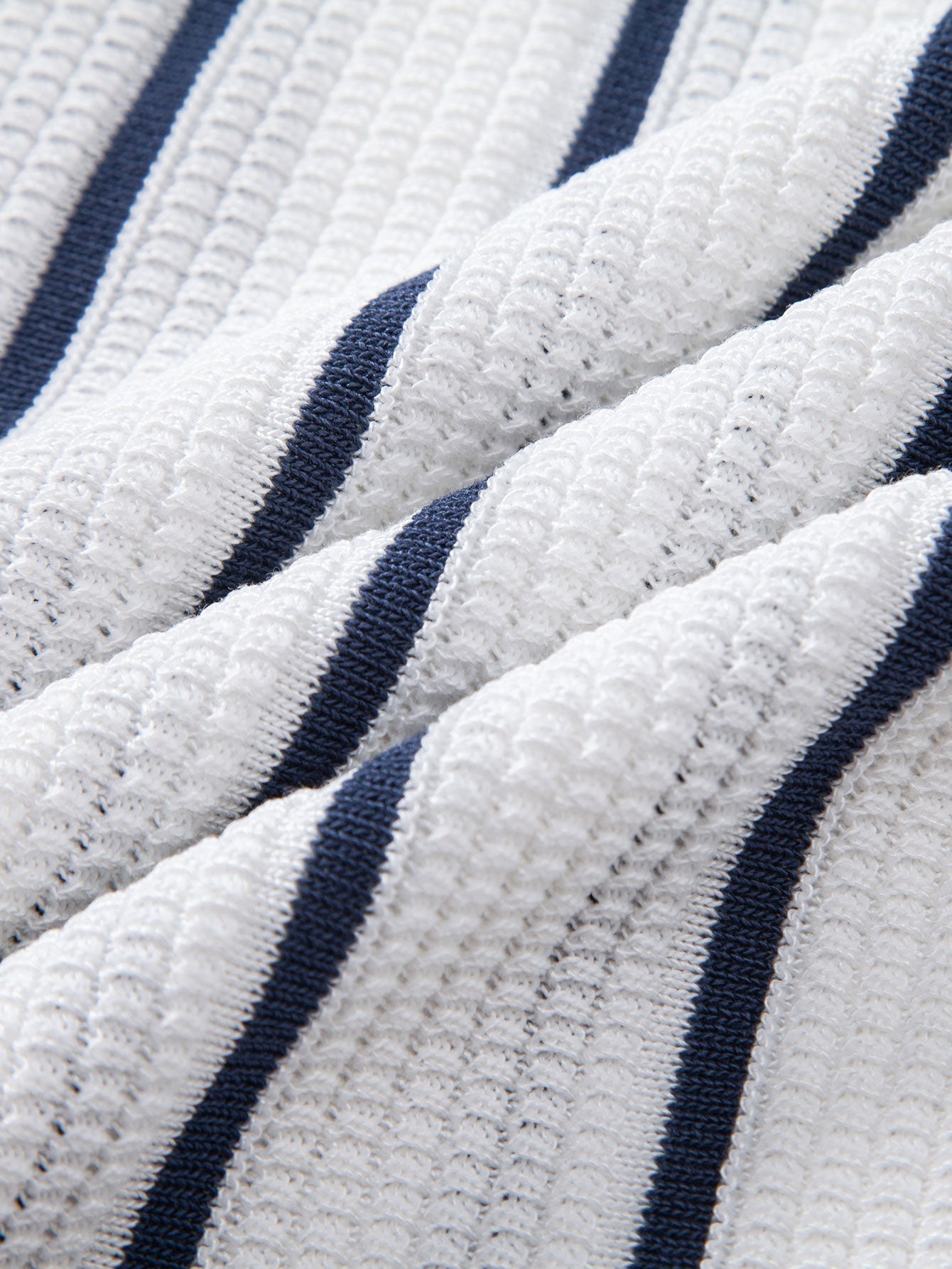 Button-Up Striped Knit Shirt with Straight-Leg Linen Trousers