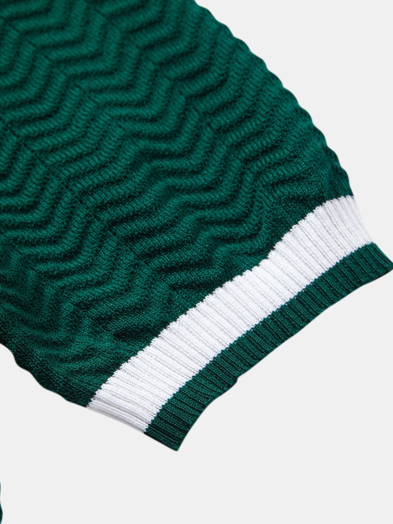 Textured Contrast V-Neck Knit Polo