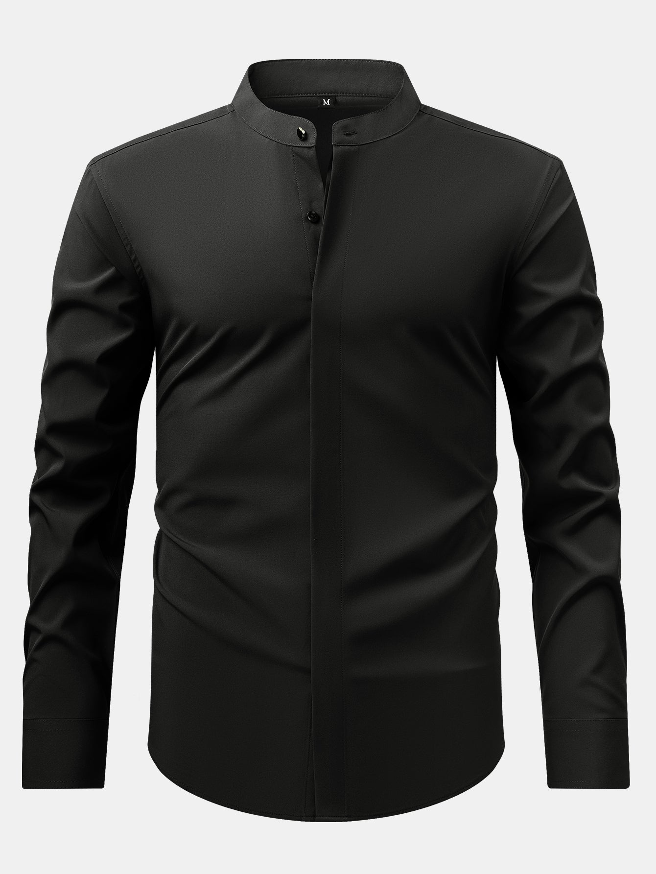 High Neck Shirt & Slim Fit Flared Leg Trousers