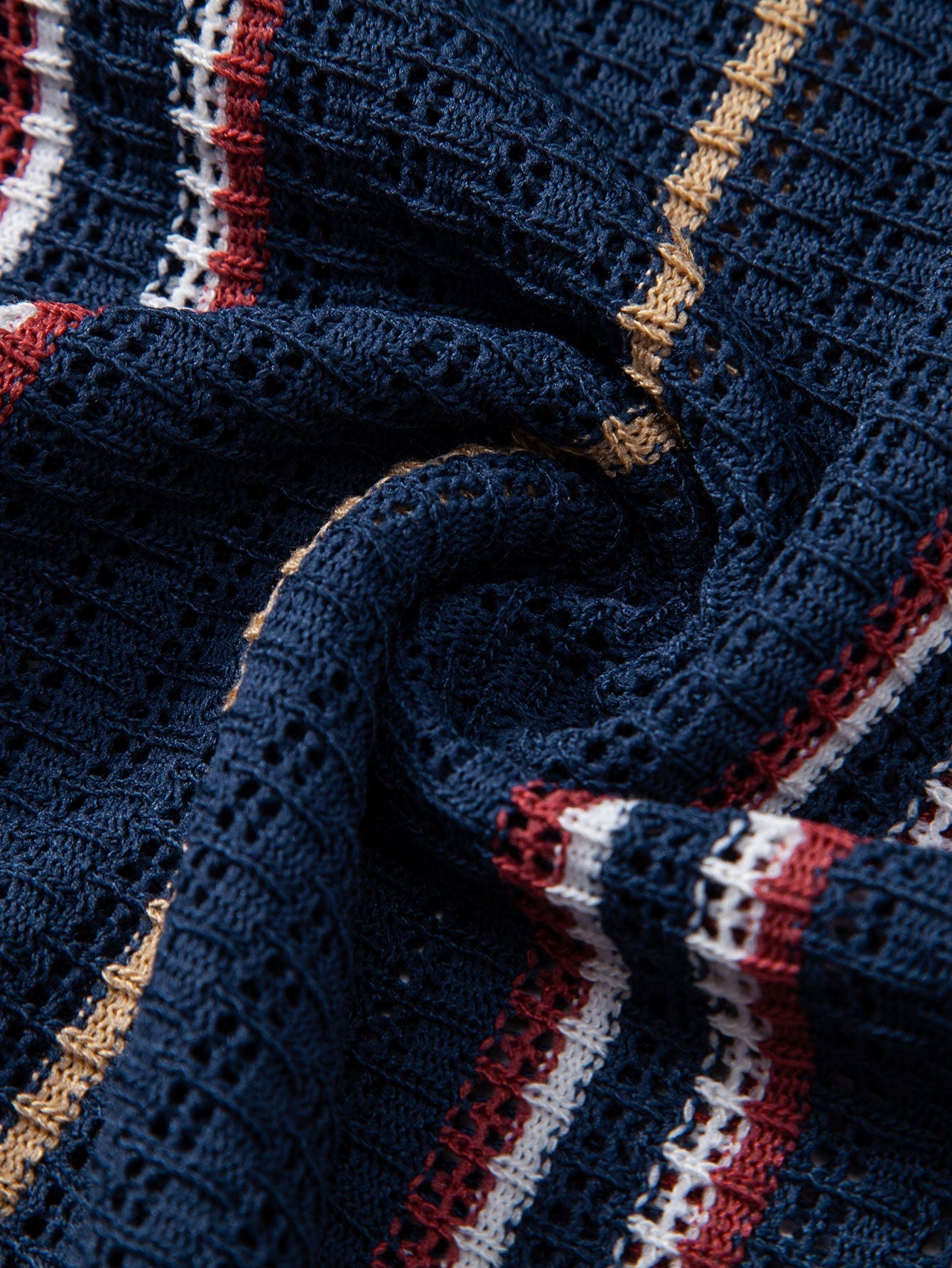 Striped Crochet Button-Up Shirt with Straight-Leg Linen Trousers