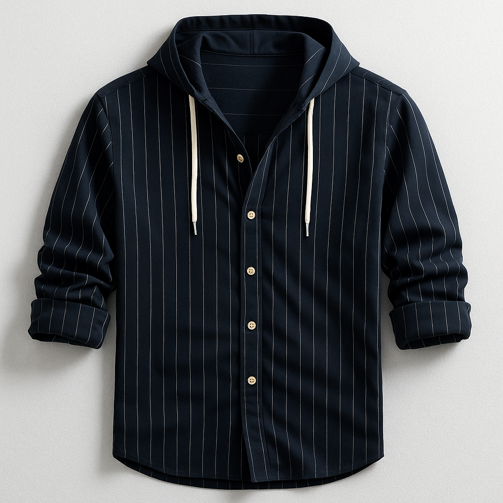 Luxury Striped Hooded Shirt