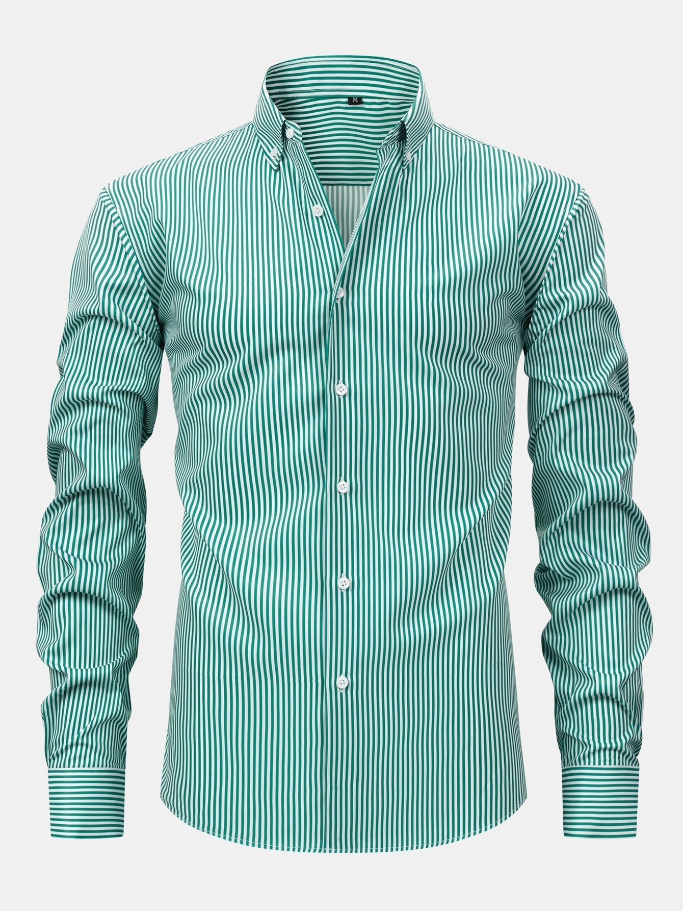 Button-Up Long Sleeve Striped Shirt with Slim Fit Tapered Pants