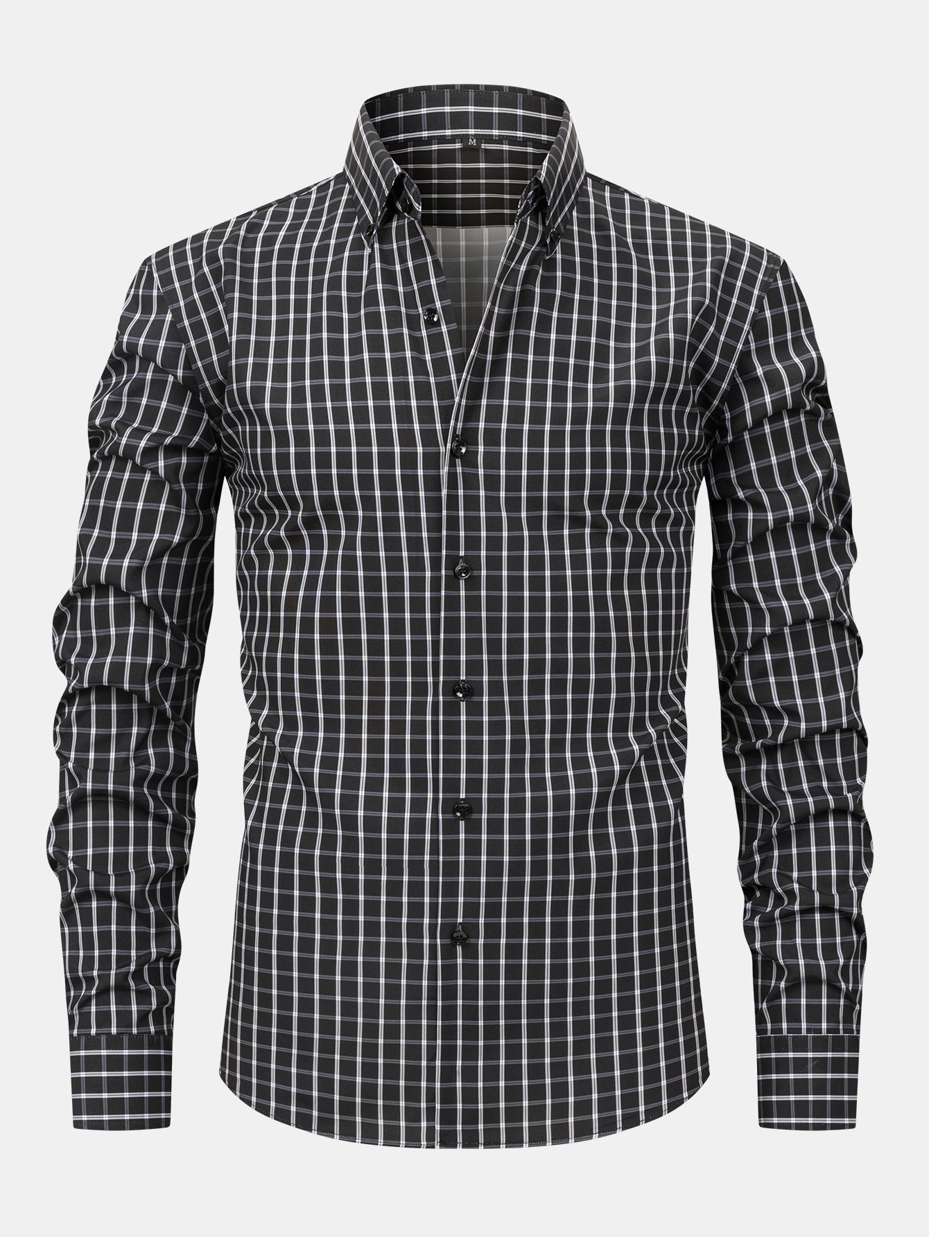 Button-Up Long Sleeve Checked Shirt